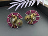 Amrapali inspired Premium designer stud earrings with Purple Beads and Peacock detailing
