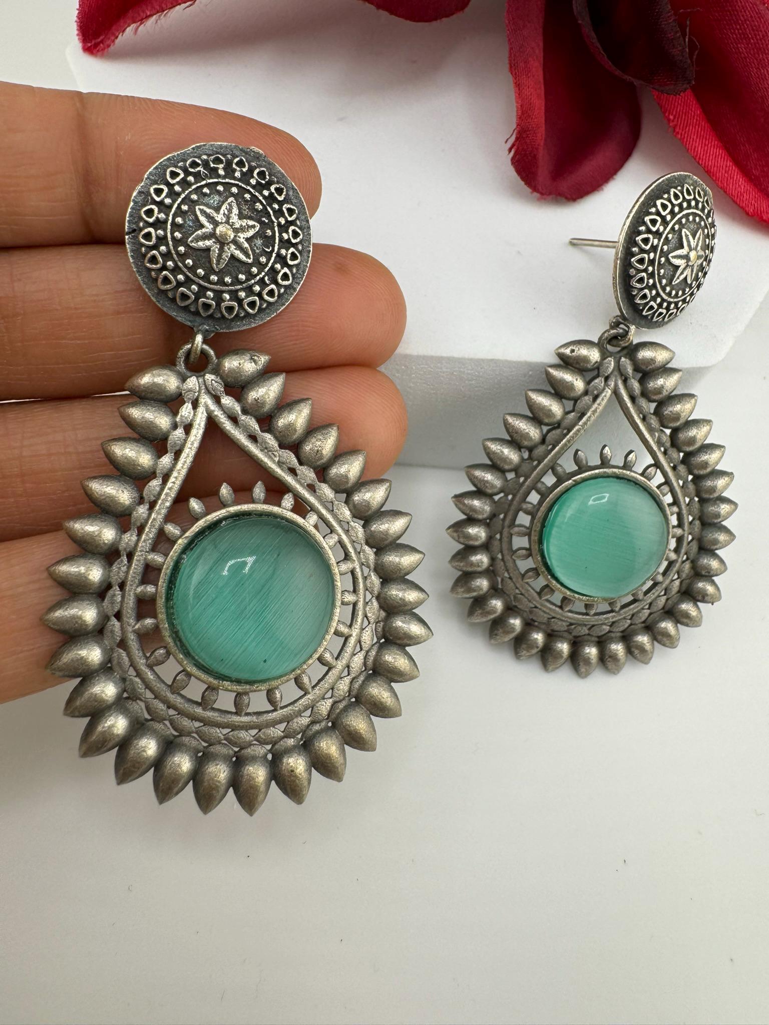 German silver oxidized silver everyday earrings/Oxidized silver earring/Statement Earring/Boho Earrings/flower jewelry/Ethnic Earrings