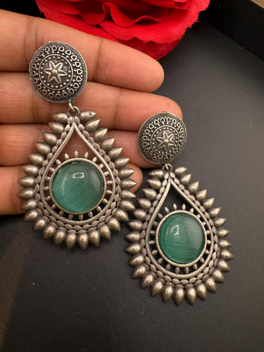 German silver oxidized silver everyday earrings/Oxidized silver earring/Statement Earrings