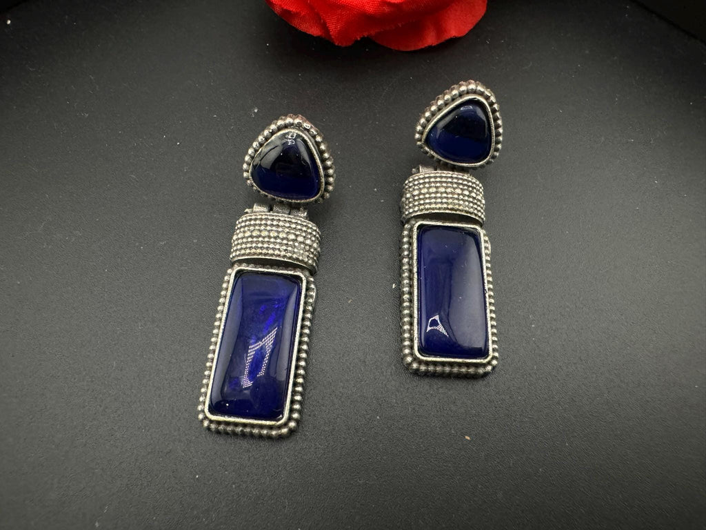 Blue Oxidized German silver Earrings, unique design
