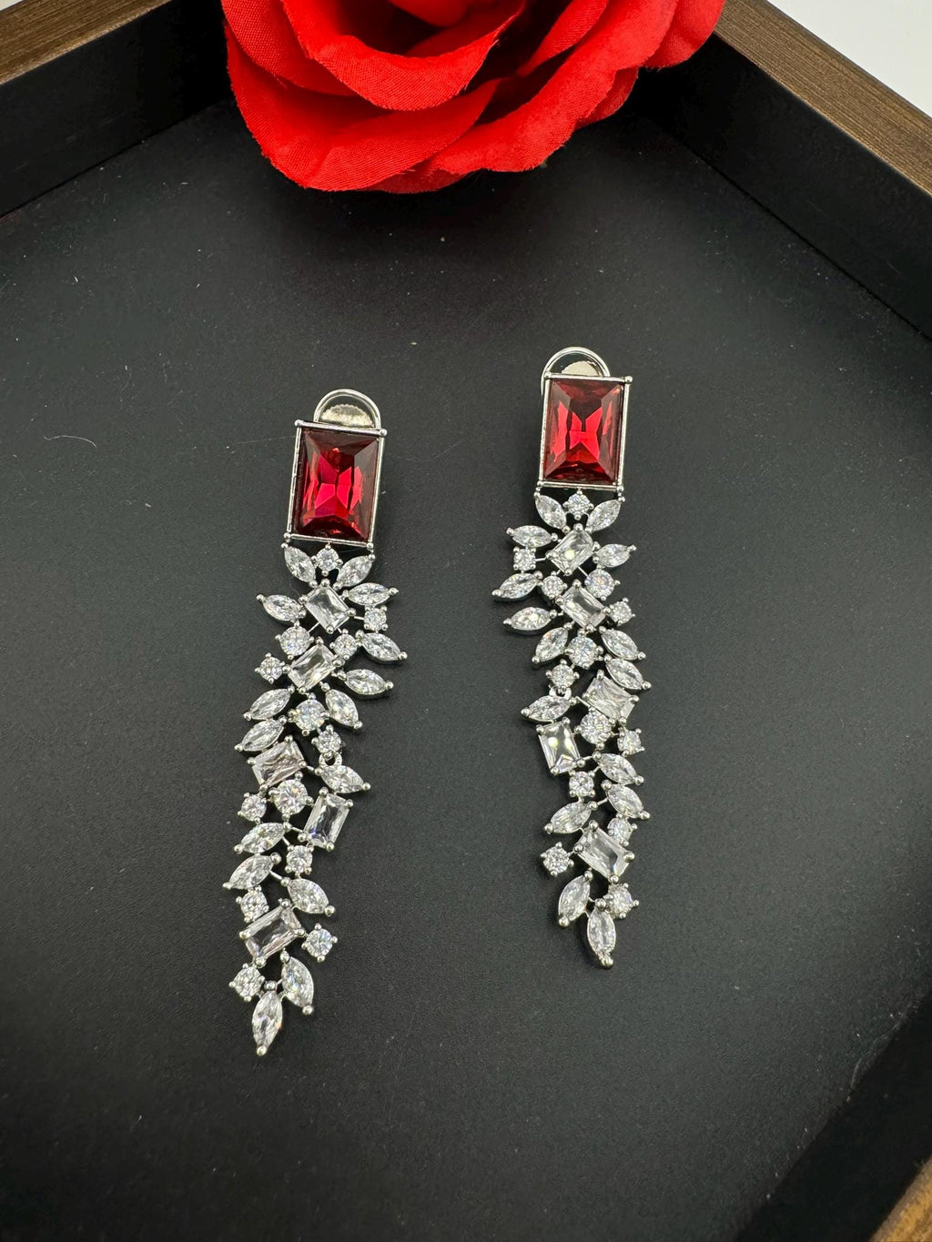 Premium Swarovski Crystal and Cubic Zirconia in unique style setting is a designer earring/Indian earring/Bridal Jewelry/Swarovski Inspired