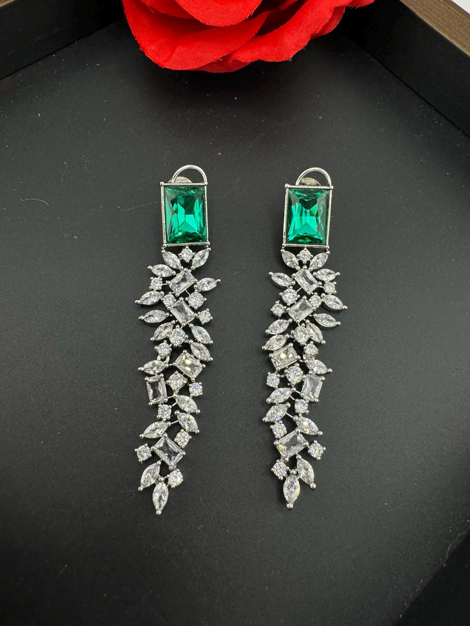 Premium Swarovski Crystal and Cubic Zirconia in unique style setting is a designer earring/Indian earring/Bridal Jewelry/Swarovski Inspired