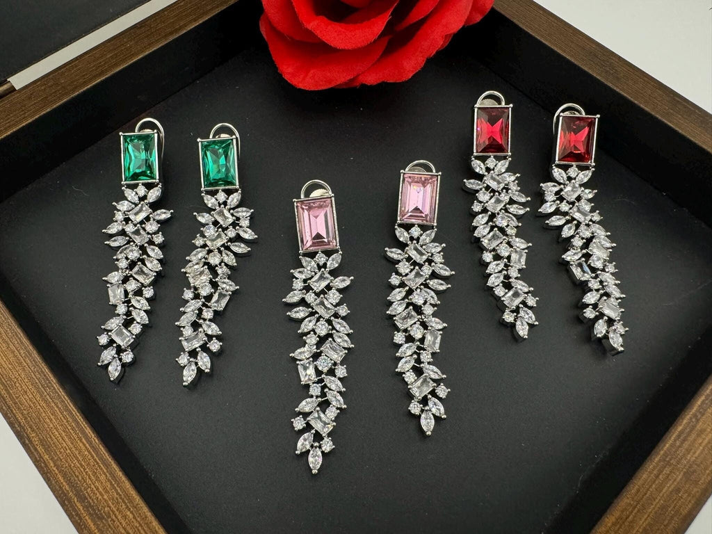 Premium Swarovski Crystal and Cubic Zirconia in unique style setting is a designer earring/Indian earring/Bridal Jewelry/Swarovski Inspired