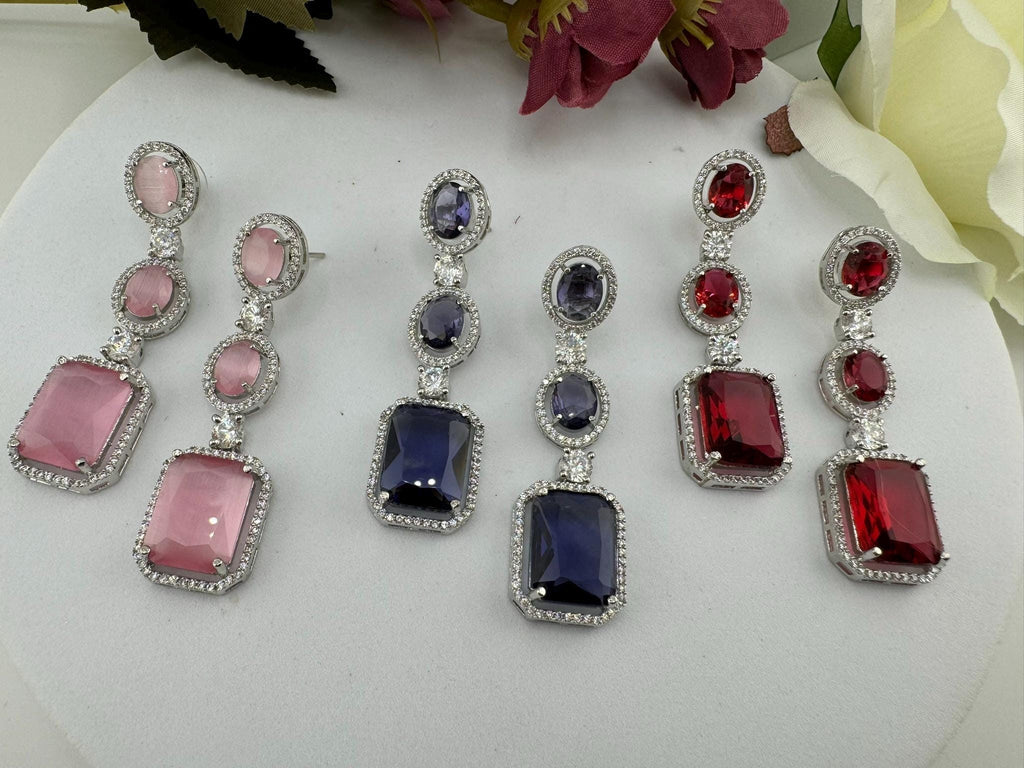 Premium Stones, Crystal and Cubic Zirconia in unique style setting is a designer earring/Indian earring/Bridal Jewelry/Swarovski Inspired