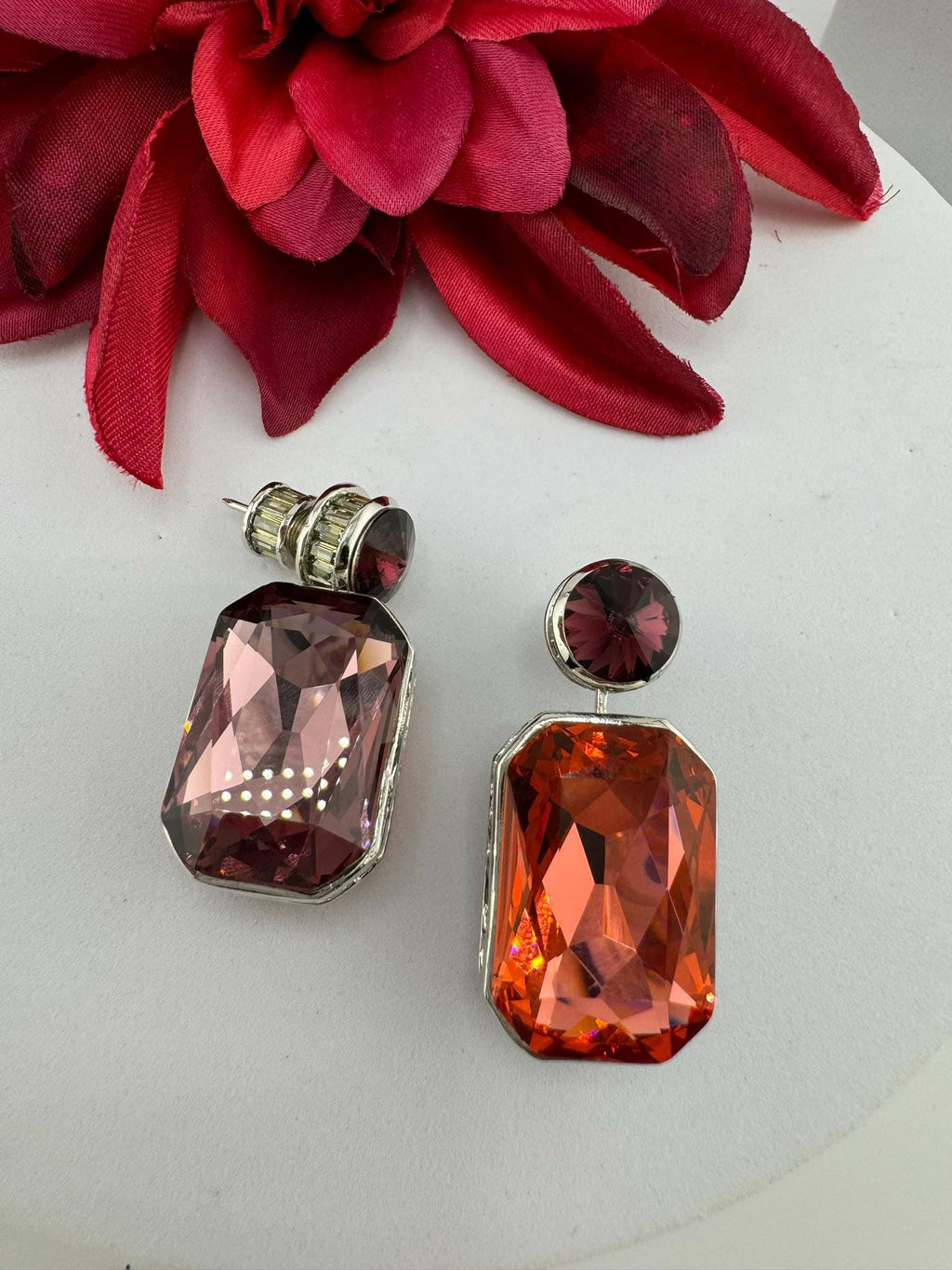 Premium Swarovski Crystal and Cubic Zirconia Is unique 2 in 1 wear designer earrings/Indian earring/Bridal Jewelry/Swarovski Inspired