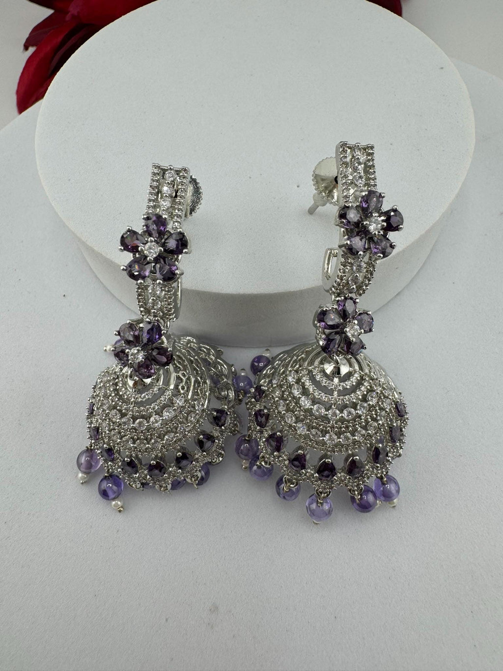 Premium Stones and Cubic Zirconia in unique Jhumka style is a designer long earring/Indian earring/Bridal Jewelry/CZ Long jhumka/lightweight