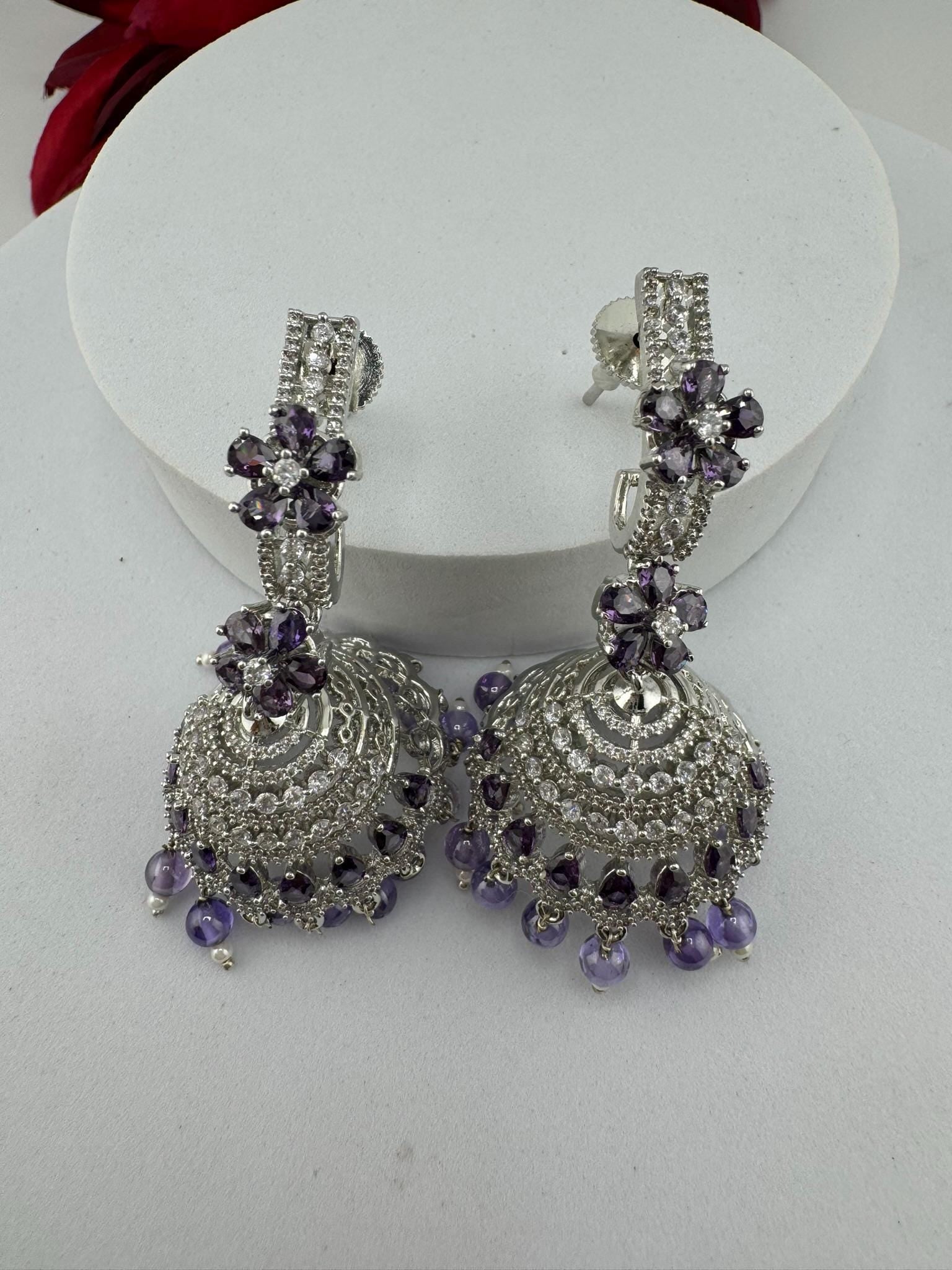 Premium Stones and Cubic Zirconia in unique Jhumka style is a designer long earring/Indian earring/Bridal Jewelry/CZ Long jhumka/lightweight