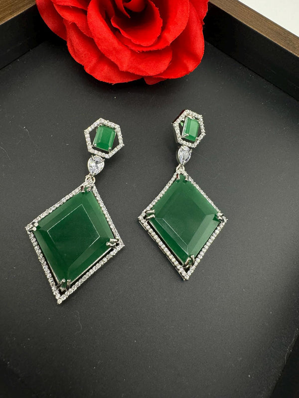 Unique clear Crystal, Stones, Cubic Zirconia in unique Diamond dangle long earring/Indian earring/Bridal Jewelry/Long dangler/lightweight