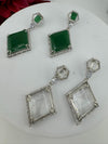 Unique clear Crystal, Stones, Cubic Zirconia in unique Diamond dangle long earring/Indian earring/Bridal Jewelry/Long dangler/lightweight