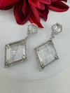 Unique clear Crystal, Stones, Cubic Zirconia in unique Diamond dangle long earring/Indian earring/Bridal Jewelry/Long dangler/lightweight