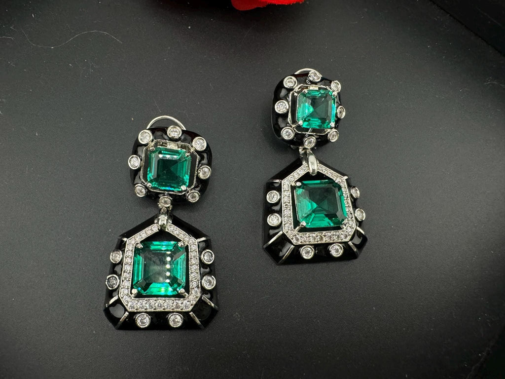 Premium Swarovski Crystal and Cubic Zirconia with Italian Minakari is a designer earrings/Indian earring/Bridal Jewelry/Swarovski Inspired