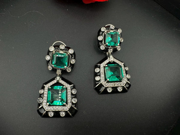Premium Swarovski Crystal and Cubic Zirconia with Italian Minakari is a designer earrings/Indian earring/Bridal Jewelry/Swarovski Inspired