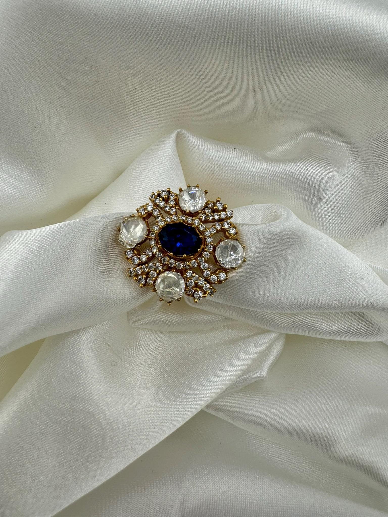 Premium Quality Statement Ring with Kundan, Natural stone, CZ/Adjustable Finger Ring/Indian Jewelry/Bollywood Jewelry/Indian Wedding jewelry