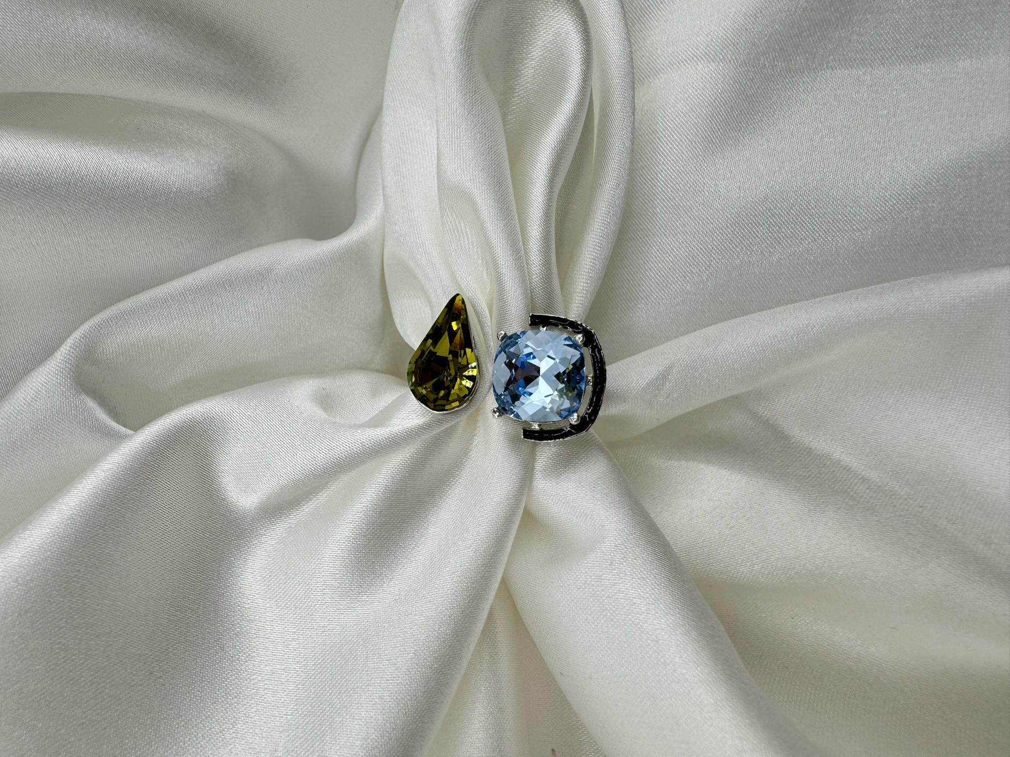 Premium Quality with Crystal and Enamel is Swarovski inspired/Adjustable Finger Ring/Indian Jewelry/Bollywood Jewelry/Indian Wedding jewelry