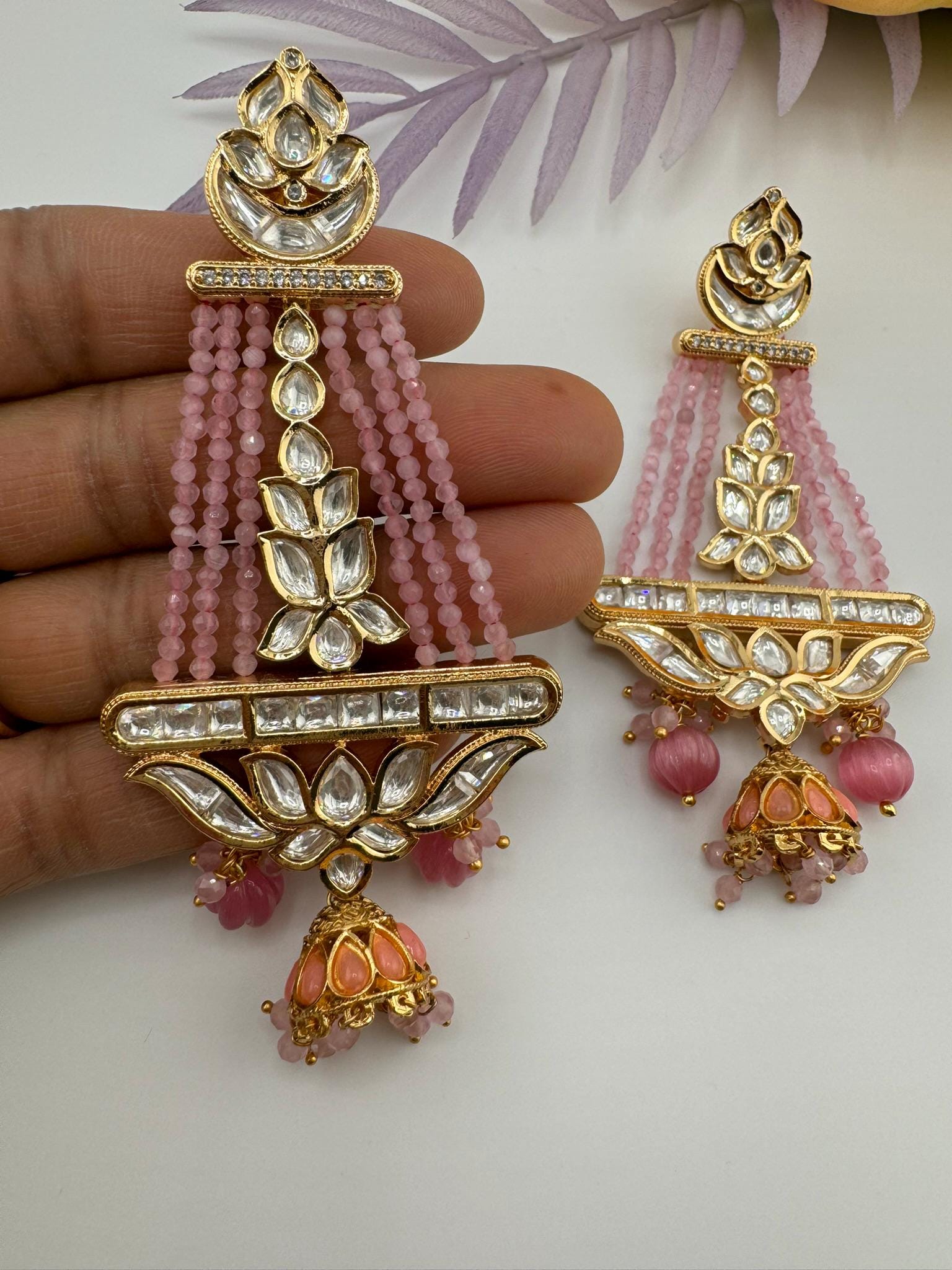 Premium High Quality Uncut Kundan, Onyx beads, CZ Tyaani inspired designer earring/Long Chandelier earring/Gold Long Earring/Bridal wear