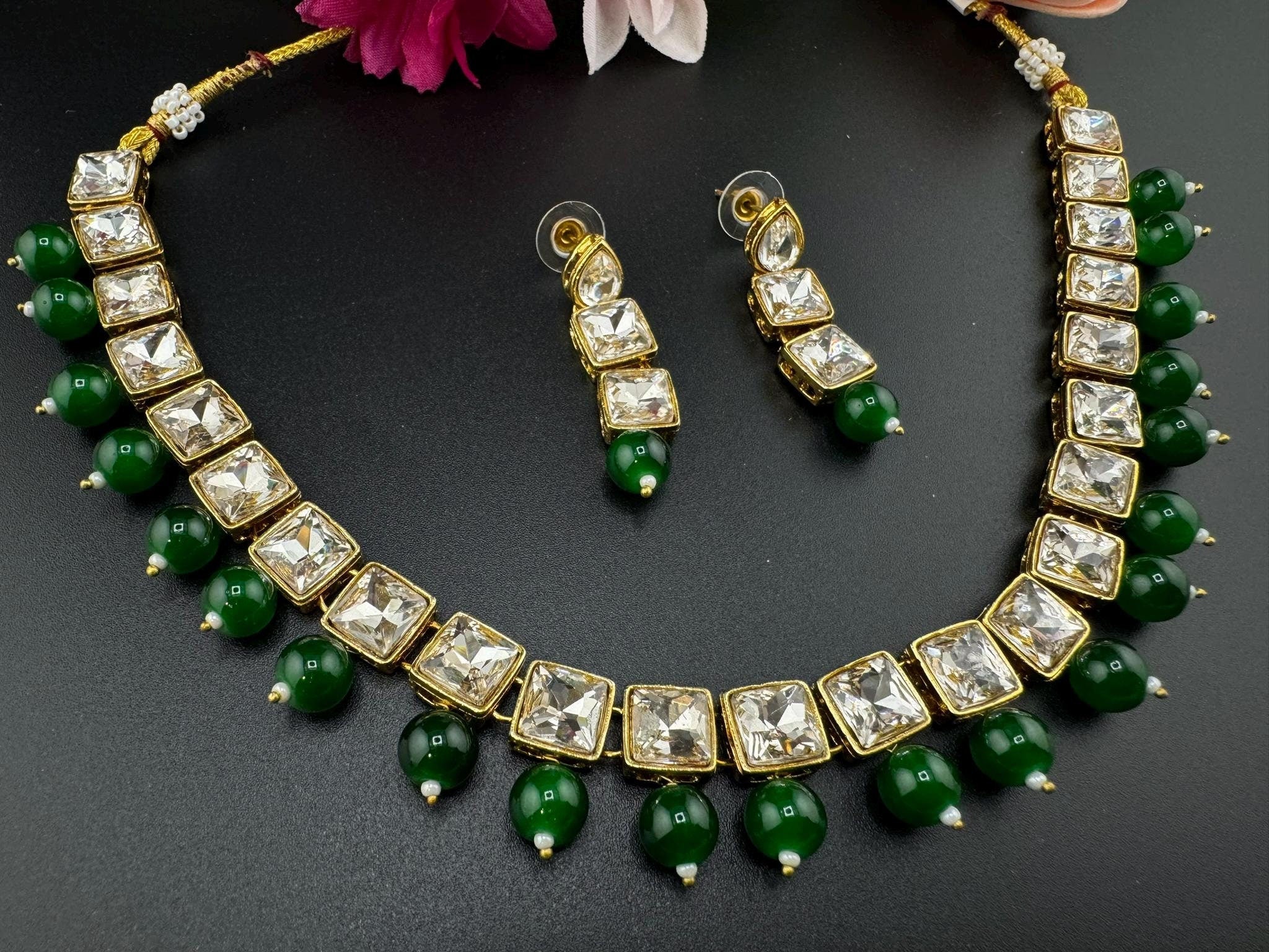 Kundan Necklace Set/High Quality Kundan necklace set/Indian necklace set with earring/Bridal Jewelry/Trendy Indian Bridal set/Lightweight