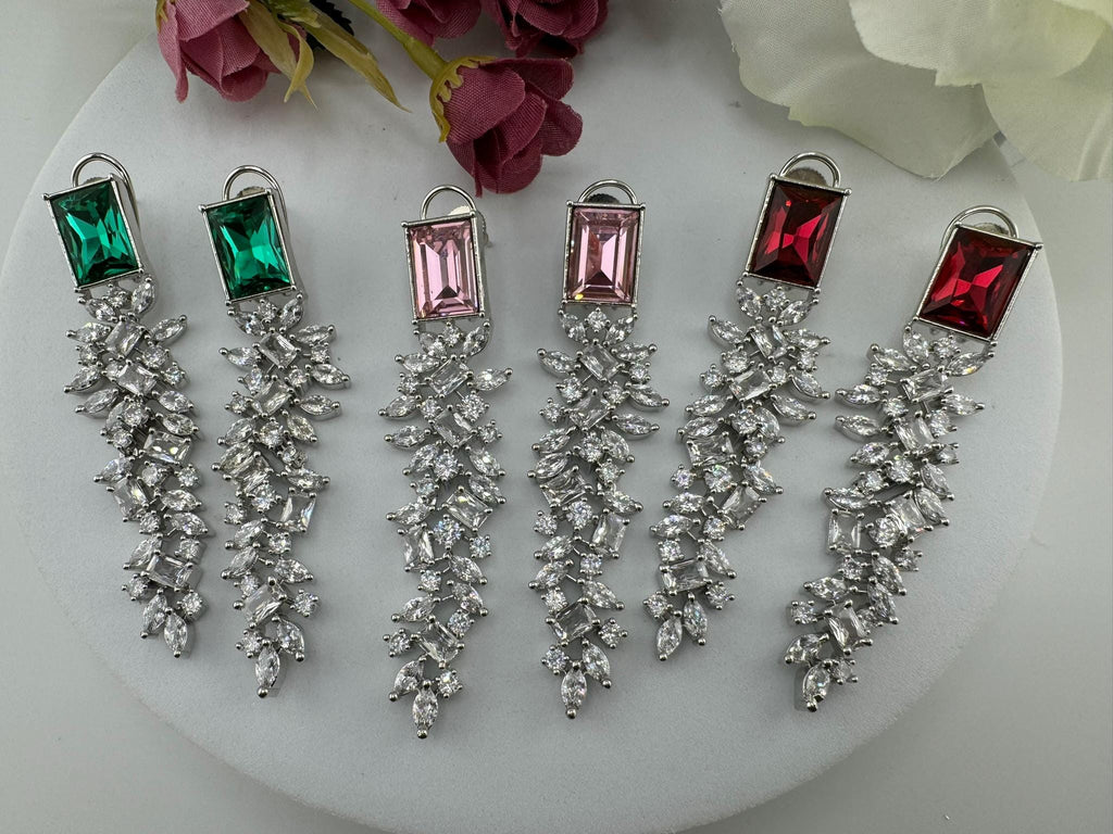 Premium Swarovski Crystal and Cubic Zirconia in unique style setting is a designer earring/Indian earring/Bridal Jewelry/Swarovski Inspired