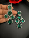 Premium Stones and Cubic Zirconia in unique drop style setting is a designer long earring/Indian earring/Bridal Jewelry/Swarovski Inspired