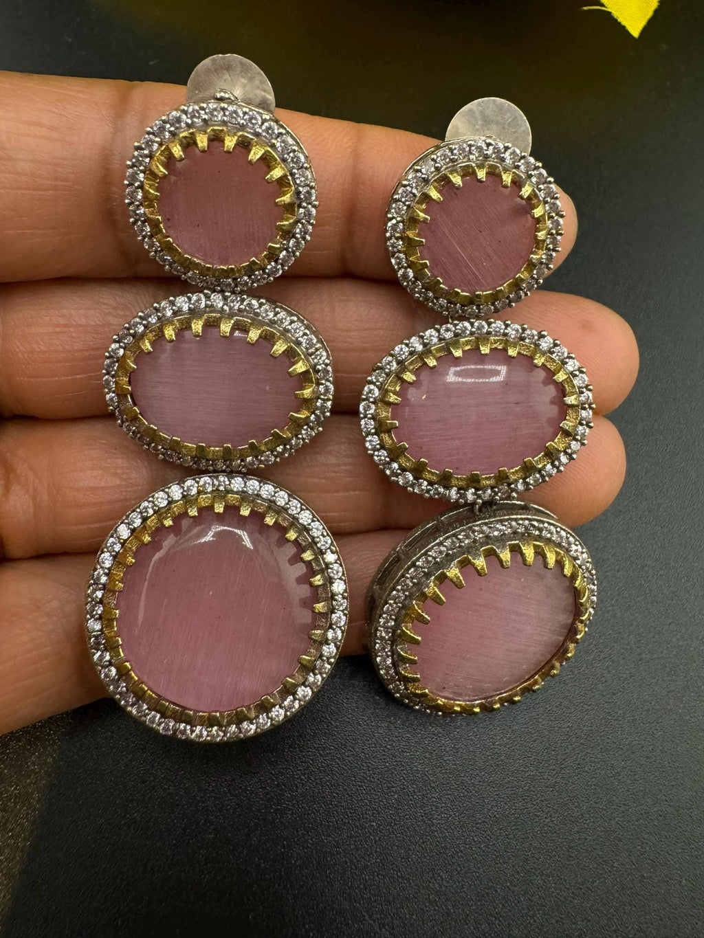 Multi Layer long earrings With Stone and Cubic Zirconia detail is Sabyasachi Inspired designer Long Chandelier earring/Bridal Jewelry/Indian