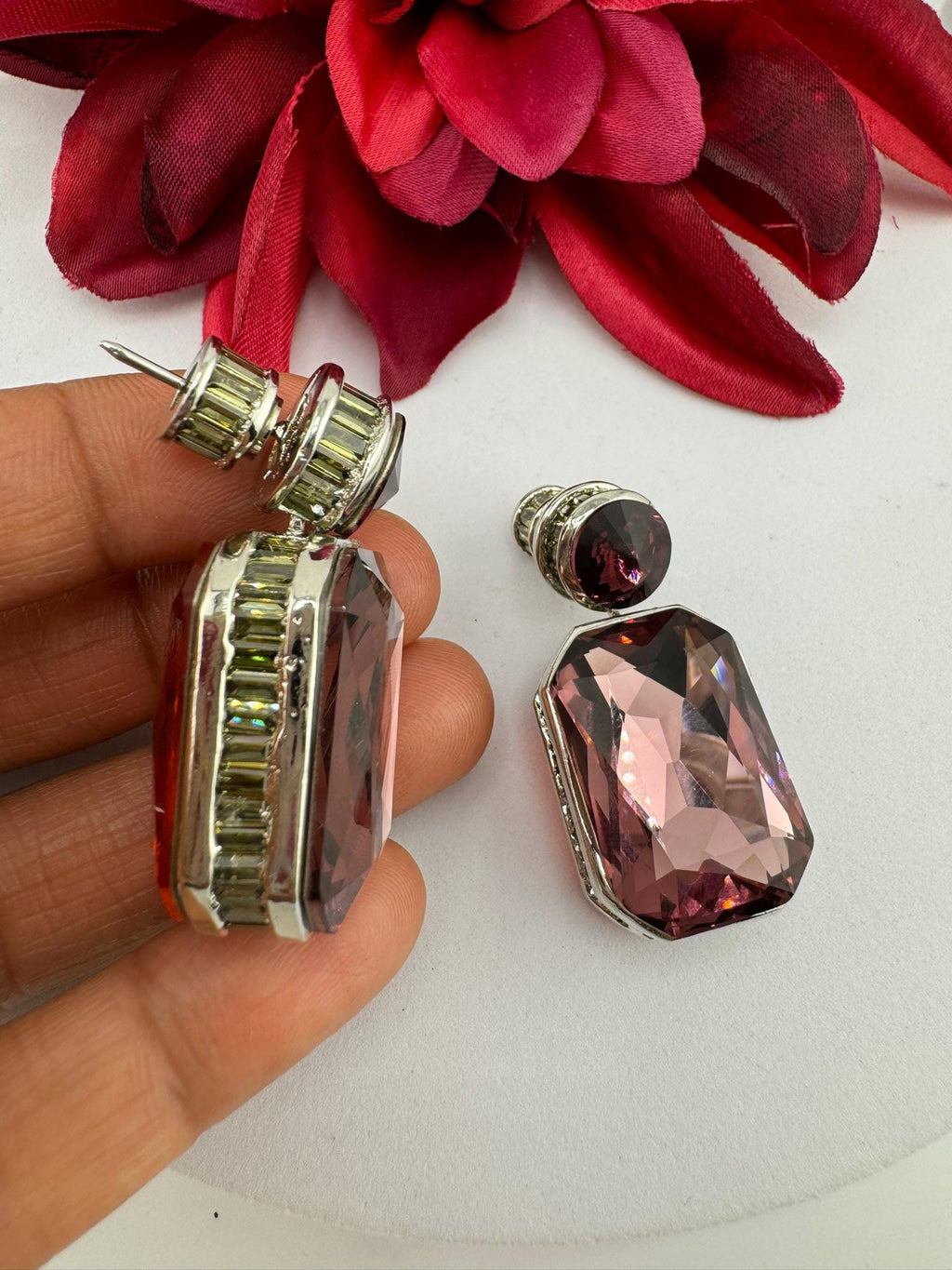 Premium Swarovski Crystal and Cubic Zirconia Is unique 2 in 1 wear designer earrings/Indian earring/Bridal Jewelry/Swarovski Inspired