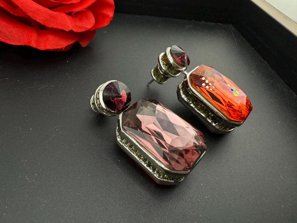 Premium Swarovski Crystal and Cubic Zirconia Is unique 2 in 1 wear designer earrings/Indian earring/Bridal Jewelry/Swarovski Inspired