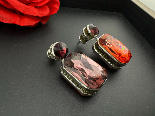 Premium Swarovski Crystal and Cubic Zirconia Is unique 2 in 1 wear designer earrings/Indian earring/Bridal Jewelry/Swarovski Inspired