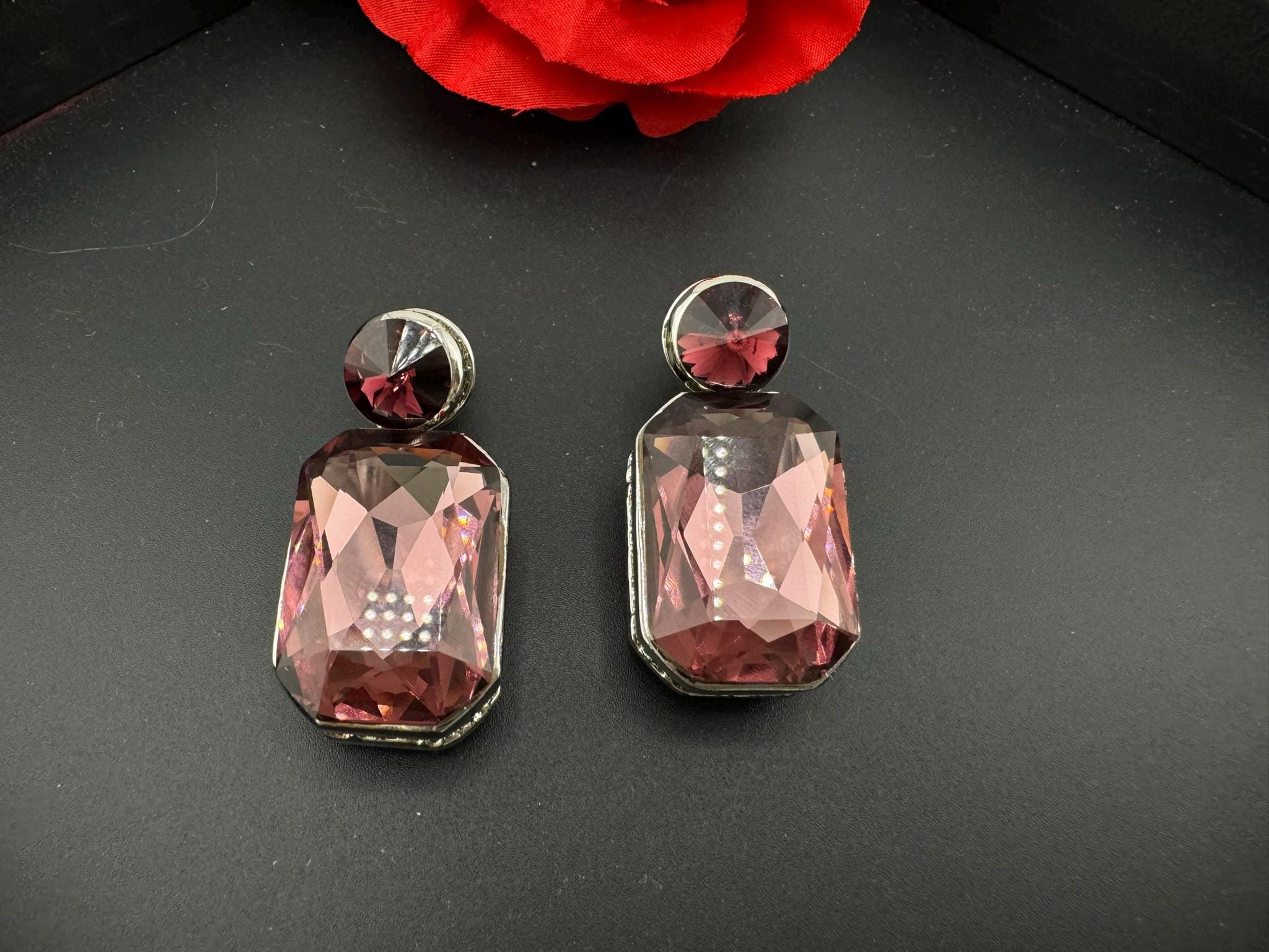 Premium Swarovski Crystal and Cubic Zirconia Is unique 2 in 1 wear designer earrings/Indian earring/Bridal Jewelry/Swarovski Inspired