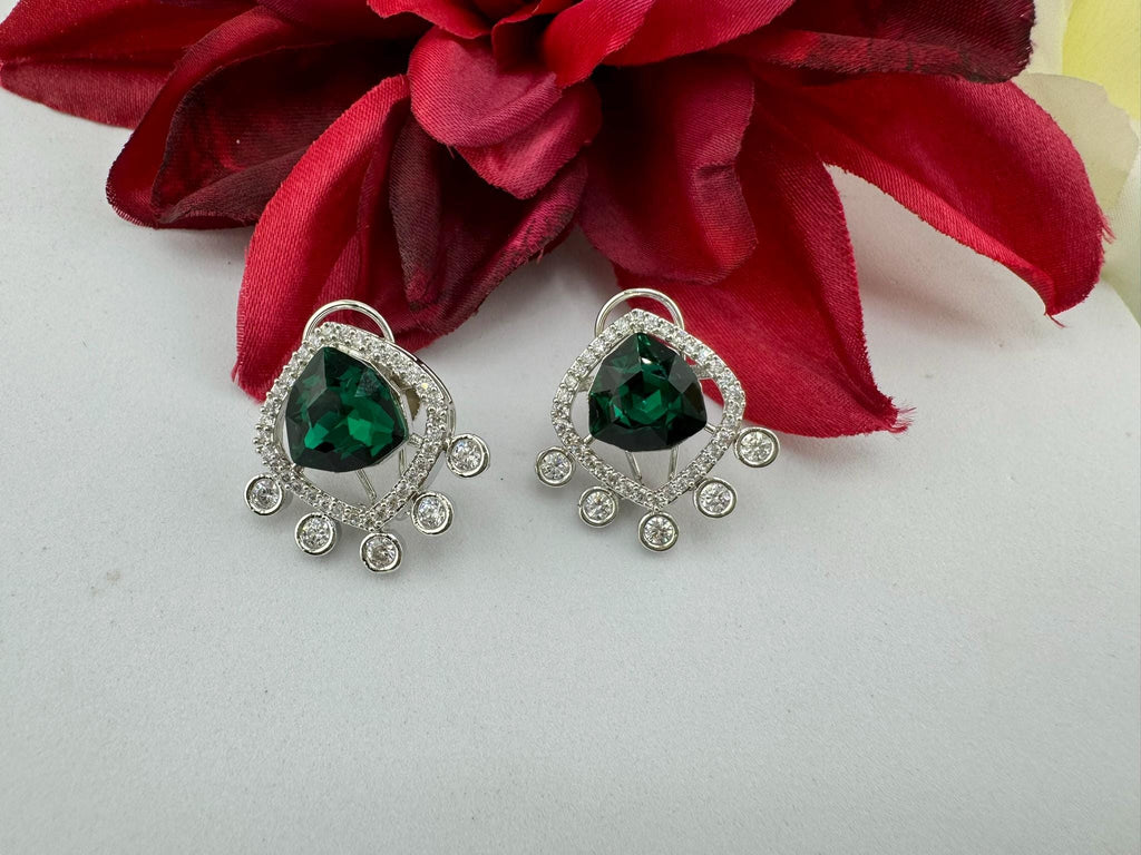 Premium Swarovski Crystal and Cubic Zirconia Studs is a designer earring with back support/Indian earring/Bridal Jewelry/Swarovski Inspired
