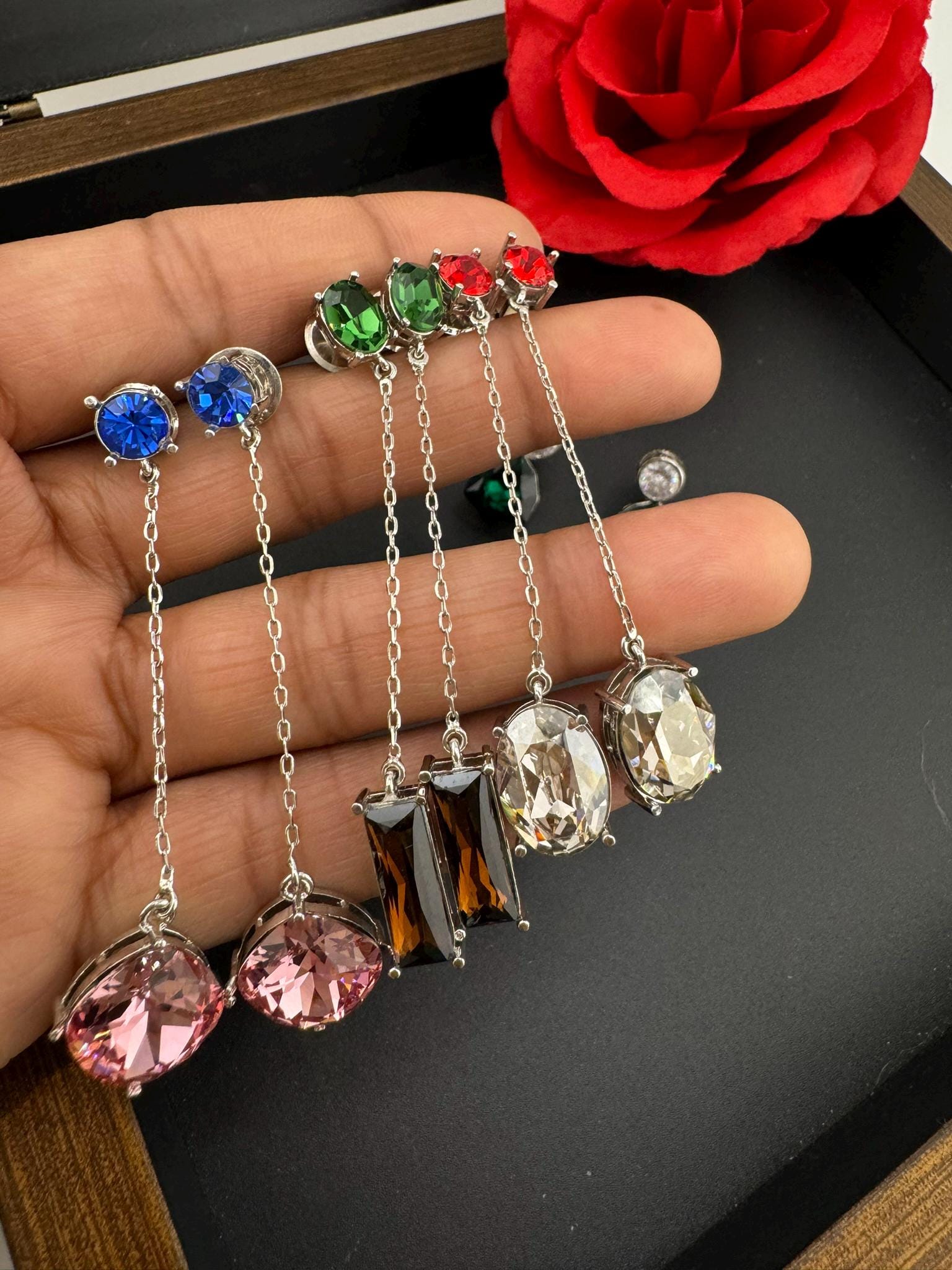 Premium Swarovski Crystal and Cubic Zirconia everyday earring is a designer Piece/Indian Dangle earring/Everyday Jewelry/Swarovski Inspired