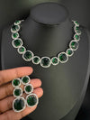 HQ Premium Silver American Diamond(Cubic Zirconia) details Monalisa stone Necklace set with long earrings/necklace set/Bridesmaids gift