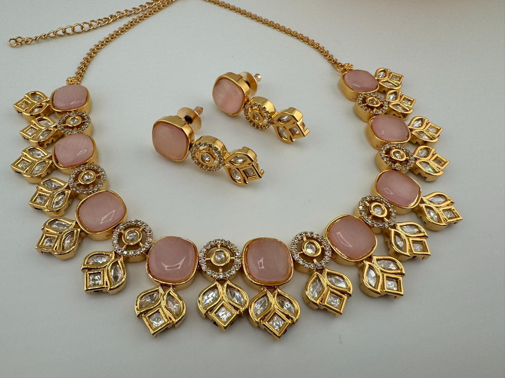 Premium Quality Moissanite kundan is Tyaani inspired Designer Necklace set with earrings/Indian necklace/bridal necklace/Bridesmaids gift