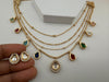 Premium Quality Multi Layer gold chains with Kundan flexible Necklace set with studs earring/Indian jewelry/Sleek Necklace set