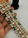 Premium Quality Moissanite Kundan, cubic zirconia is Designer inspired Bracelet/Adjustable broad Bracelet/Indian jewelry/Gold Green Bracelet