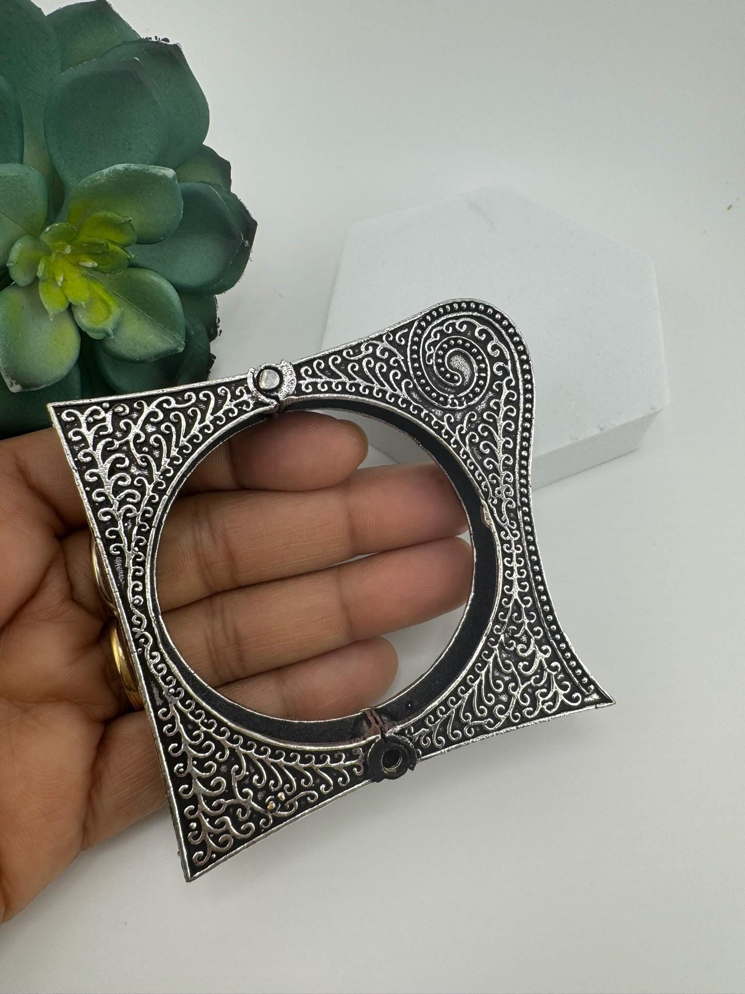 Openable Oxidized German Silver Designer One bangle only