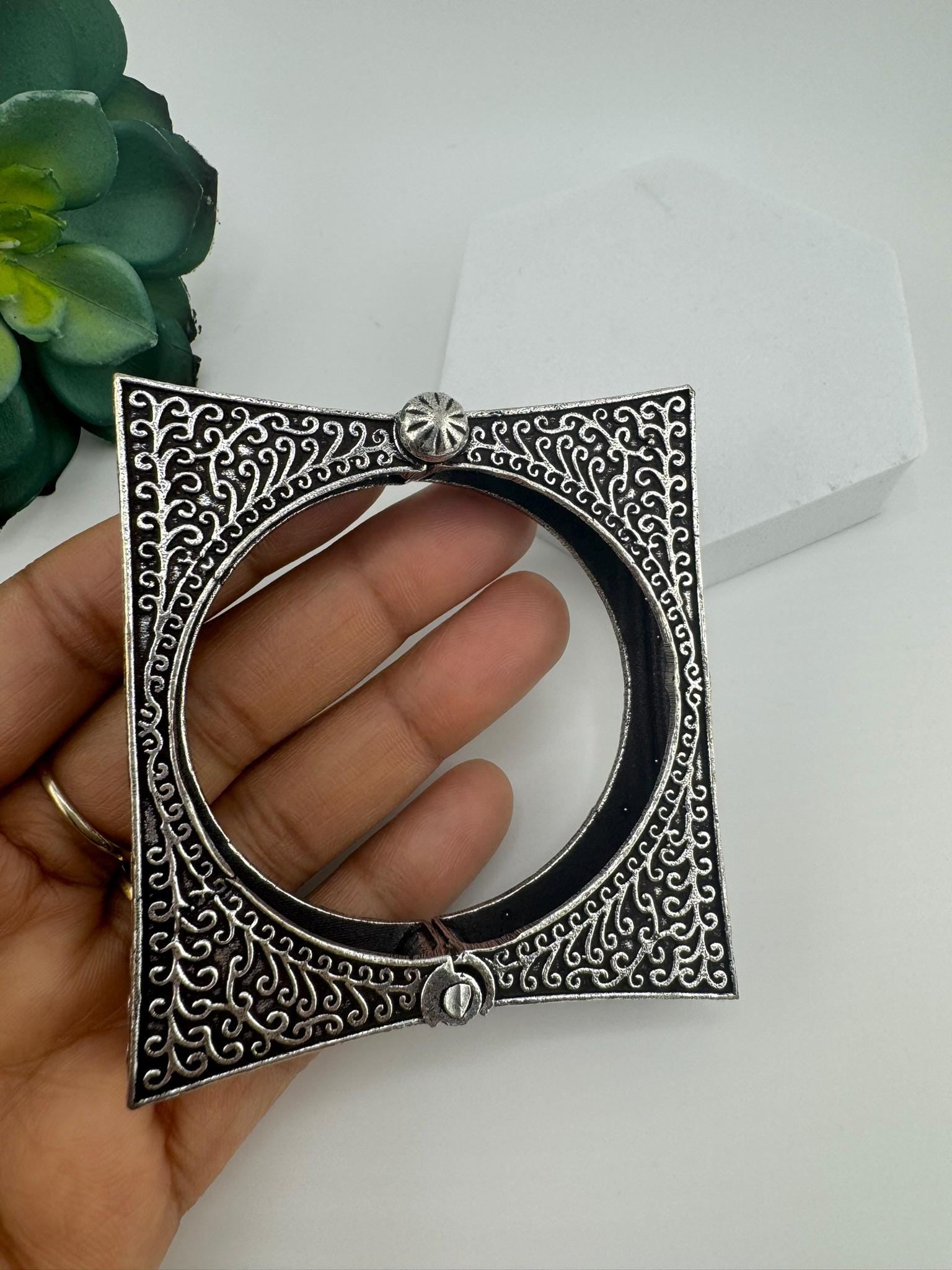 Openable Oxidized German Silver Designer Single bangle/Unique Bangle/Indian Jewelry/Statement Bangle/Oxidized Heavy Bangle/One bangle only