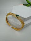 High Quality Gold Polish Green stone, CZ Openable Bracelet Designer bracelet/Statement Bracelet/Indian Jewelry/Openable bangle/Square mesh