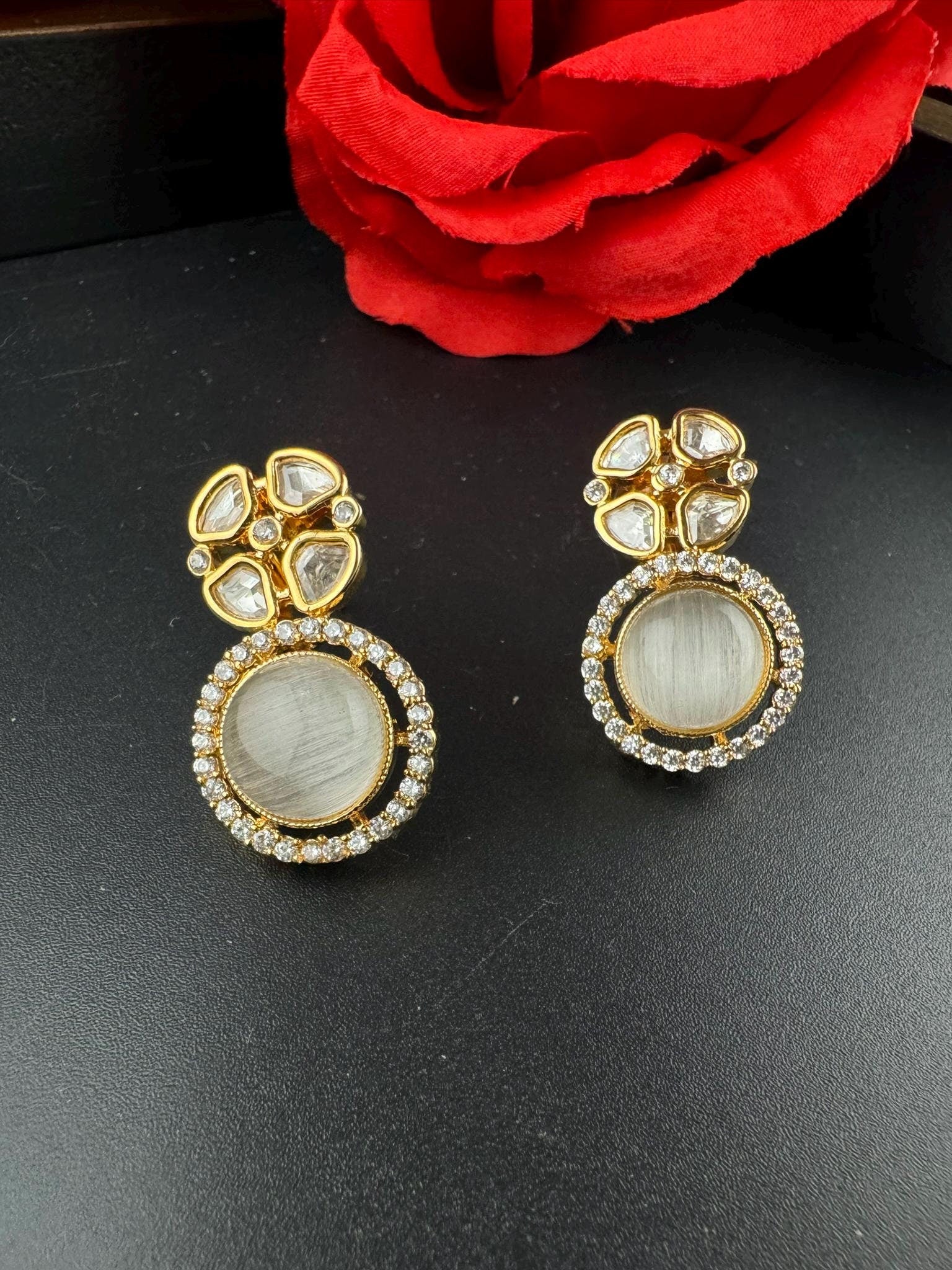 Premium High Quality Tyaani Kundan with Stones, CZ is Tyaani inspired designer Stud earring/Small earring/Lightweight Earring/Kids jewelry