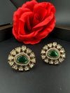 High Quality Premium Moissanite Kundan, CZ and Green stone is designer Big stud earrings/Big kundan Stud earrings/statement Oversized stud