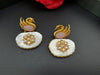 Premium Uncut kundan, Mother Of Pearls, Pink, Matt Gold swan details is Amrapali inspired designer earring/Indian earring/Bridal Jewelry