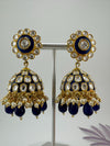 Premium Uncut Moissanite kundan, Tyaani kundan, Blue Enamel, Pearls is Tyaani inspired designer earring/Indian earring/Bridal Jewelry/Jhumka