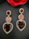 Premium Unique Heart long earrings in Glass stones, CZ details is Sabyasachi Inspired designer Long Statement earring/Bridal Jewelry/Love