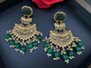 Premium Green Carved stone, Motifs in Gold and Pearls details is Amrapali inspired designer earring/Indian Statement earring/Bridal Jewelry