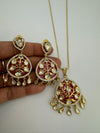 Tyaani Inspired Premium moissanite Kundan, CZ, MOP pendant set with Long dangling earrings/Indian jewelry/Premium Kundan/Bridesmaids gift
