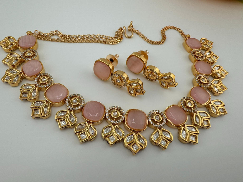 Premium Quality Moissanite kundan is Tyaani inspired Designer Necklace set with earrings/Indian necklace/bridal necklace/Bridesmaids gift