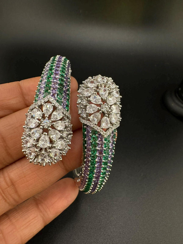 Premium Quality Cubic Zirconia Lavender Green is Silver Designer inspired Bracelet/Adjustable Bracelet/Indian jewelry/Silver CZ Bracelet