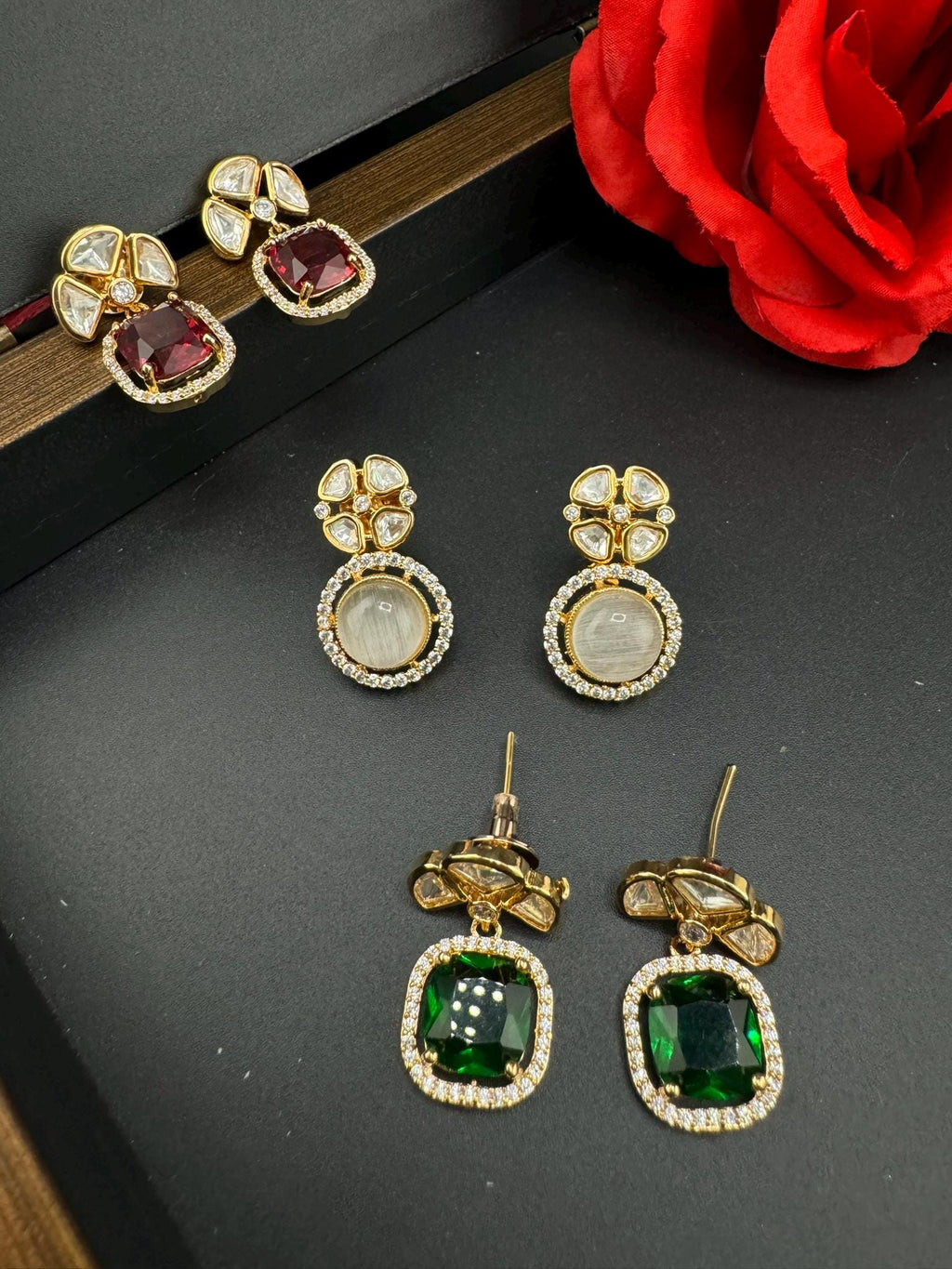 Premium High Quality Tyaani Kundan with Stones, CZ is Tyaani inspired designer Stud earring/Small earring/Lightweight Earring/Kids jewelry