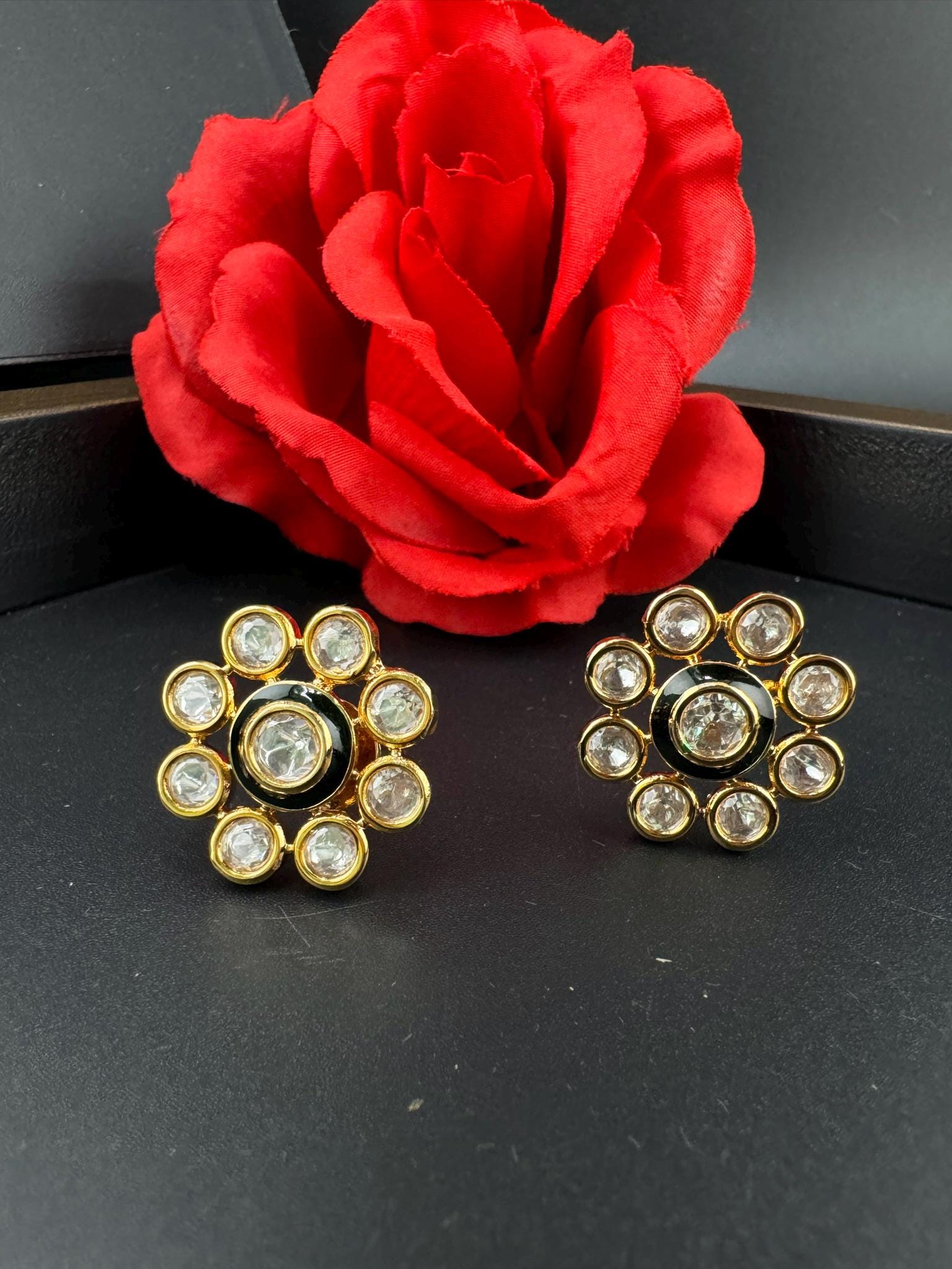 Premium High Quality Tyaani Kundan Italian Minakari is Tyaani inspired designer Stud earring/Small earring/Lightweight Earring/Kids jewelry