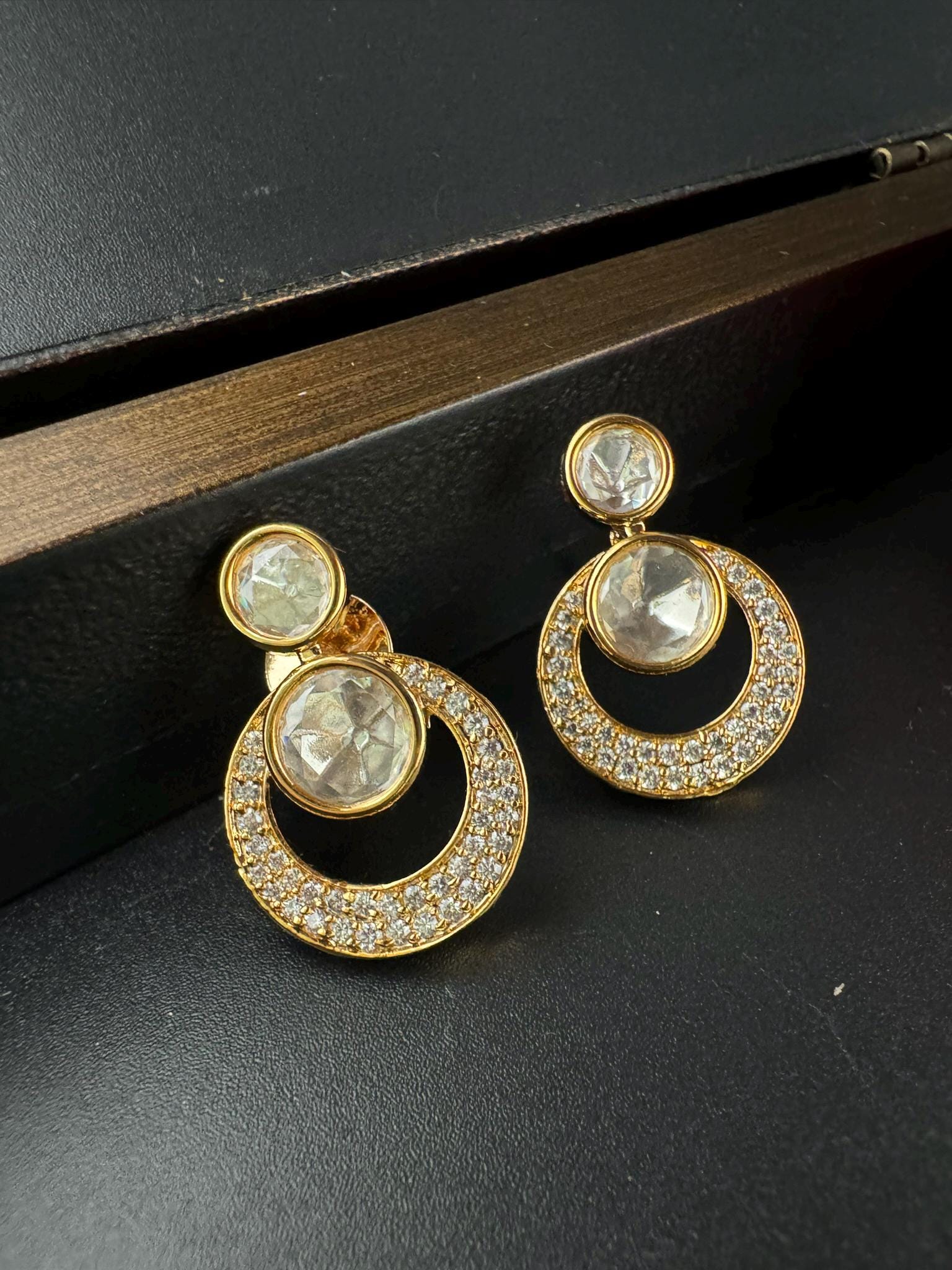 Premium High Quality uncut Kundan with Cubic Zirconia Tyaani inspired designer Stud earring/Small earring/Lightweight Earring/Kids jewelry