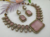 Baby Pink PremiumDoublet stone and Moissanite Uncut Kundan Designer necklace set
