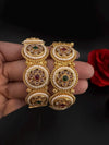 Amrapali inspired Designer Openable bangles in Matt Gold and multicolor stones